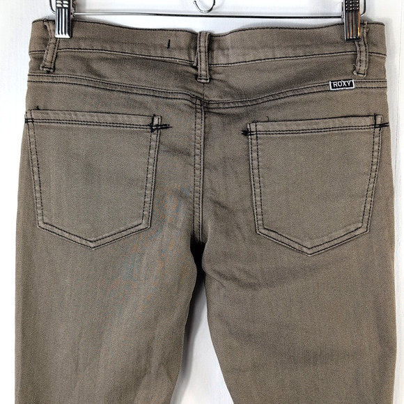 Roxy Jeans Women’s 9 W32 Brown Distressed Low Rise Skinny Fit Denim Pants Casual - Picture 4 of 14